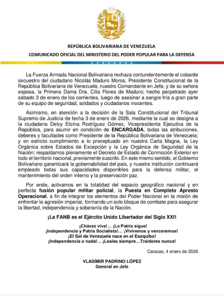 Comunicado FANB