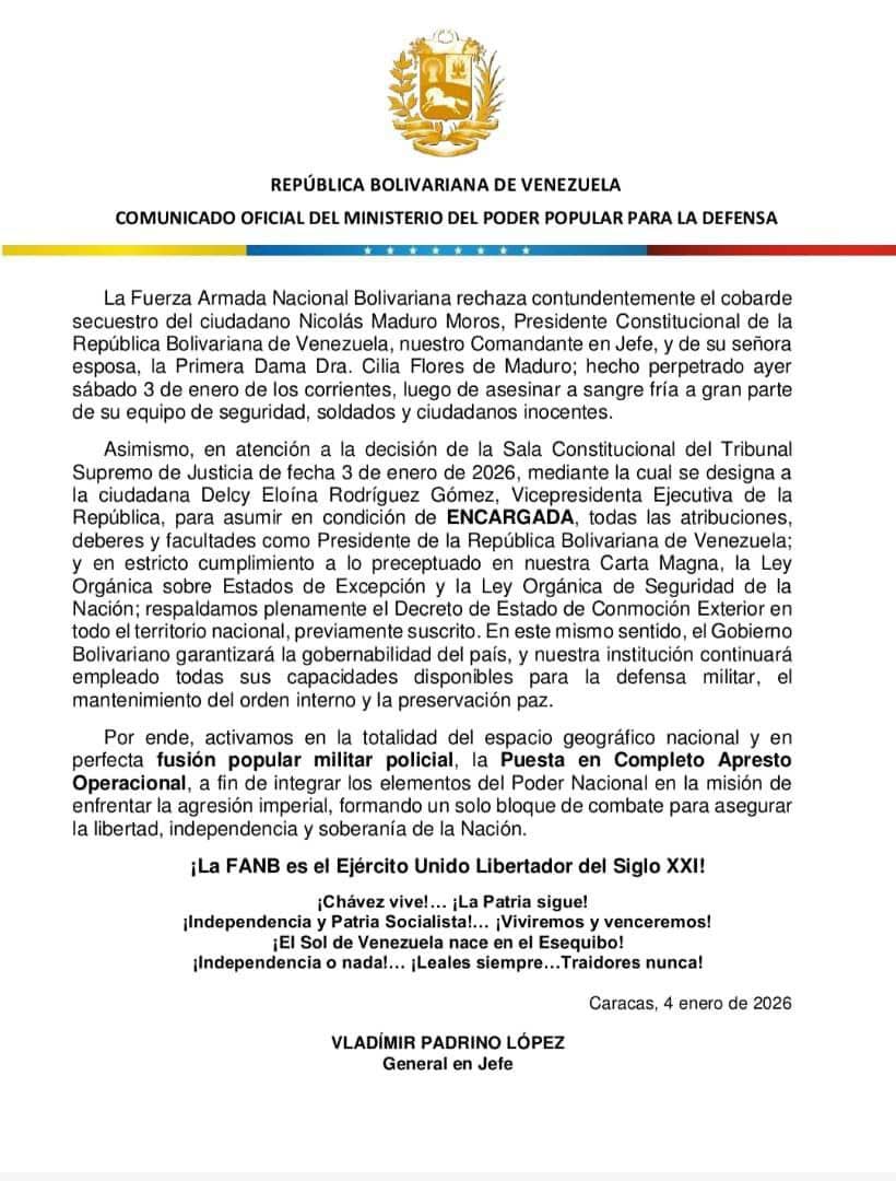 Comunicado FANB