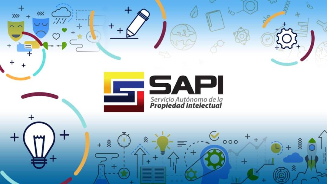 Gráficos de crecimiento de la Propiedad Intelectual en Venezuela y logos del SAPI
