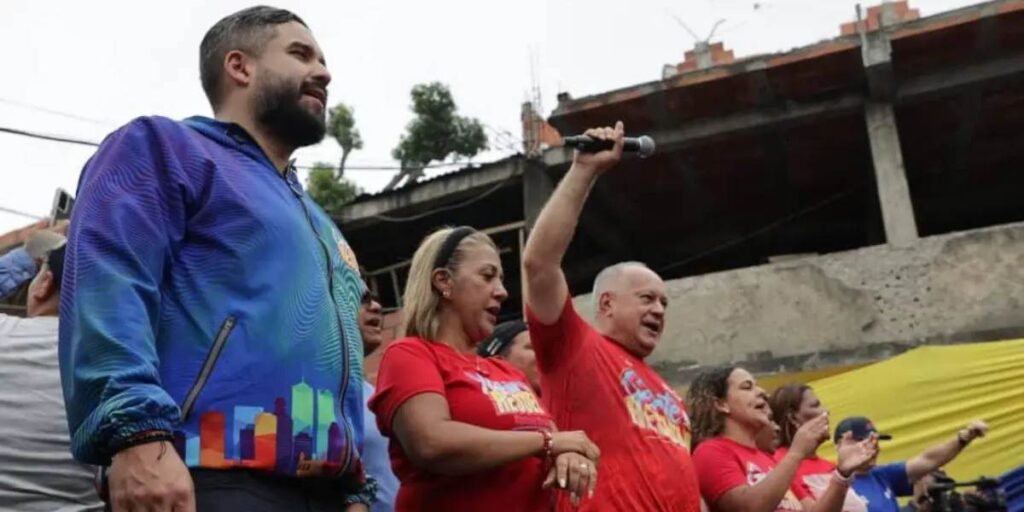 Ministro Diosdado Cabello durante movilización de trabajadores en Caracas este 23 de marzo