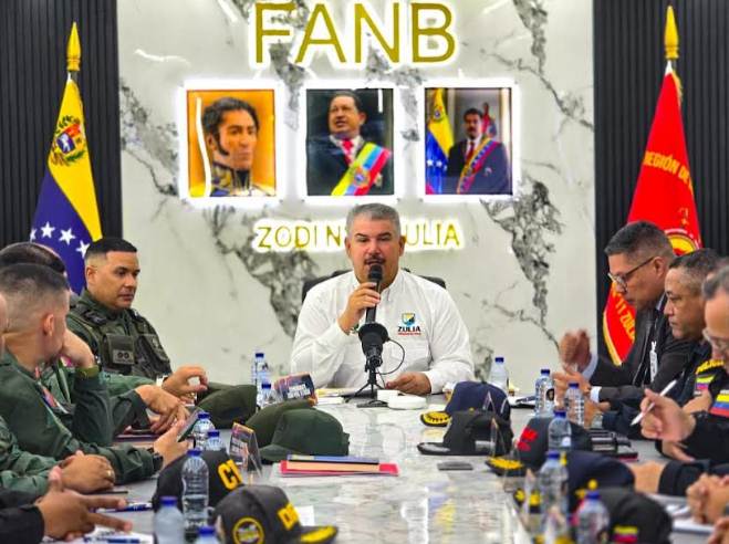 Gobernador Luis Caldera en reunión de seguridad con la ZODI Zulia para plan Semana Santa 2026