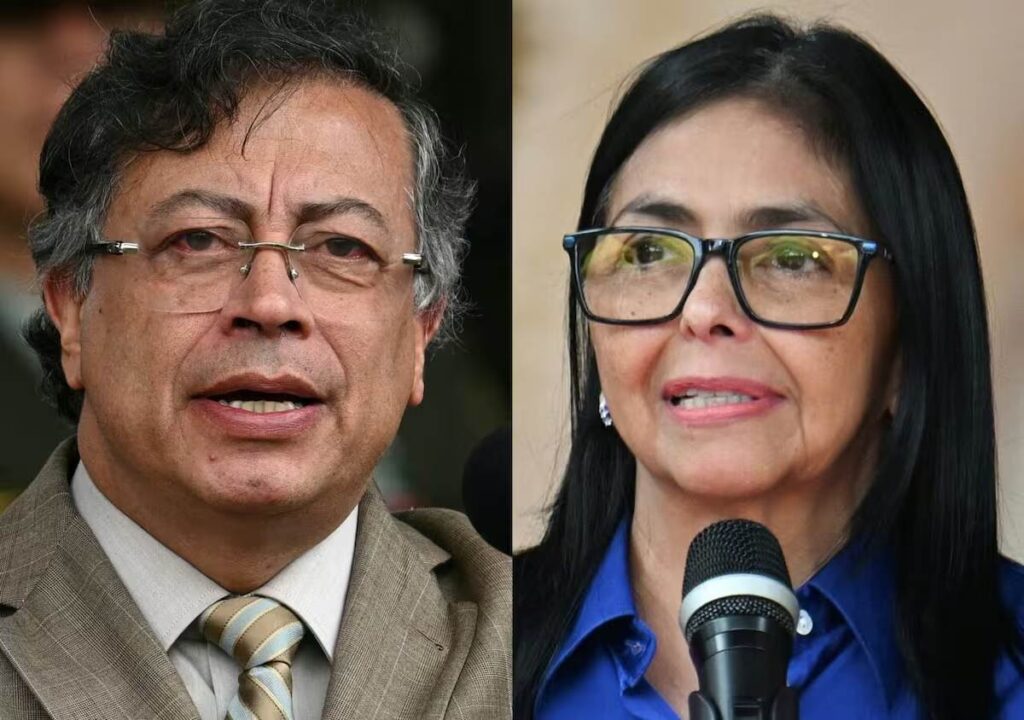 Presidentes Gustavo Petro y Delcy Rodríguez en el puente fronterizo Atanasio Girardot