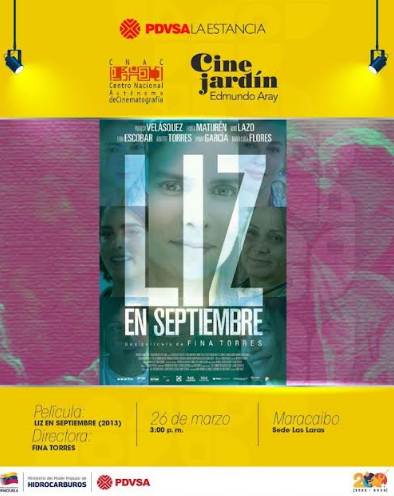 Cartel de la película Liz en Septiembre para proyección en PDVSA La Estancia