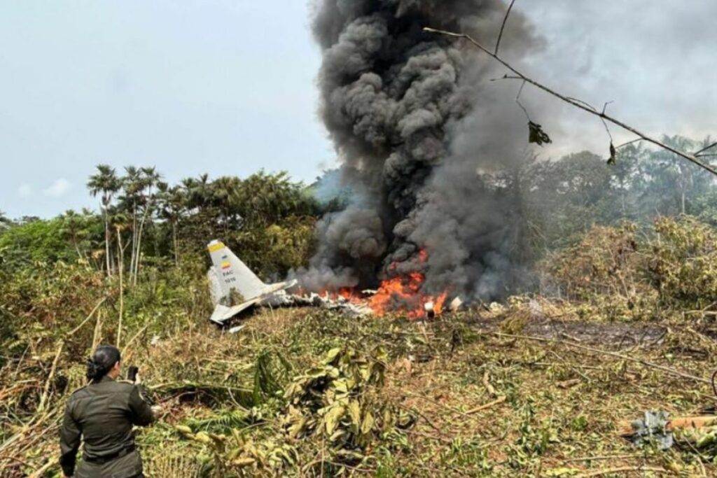 Avión Hércules C-130 de la Fuerza Aérea Colombiana similar al accidentado en Puerto Leguízamo