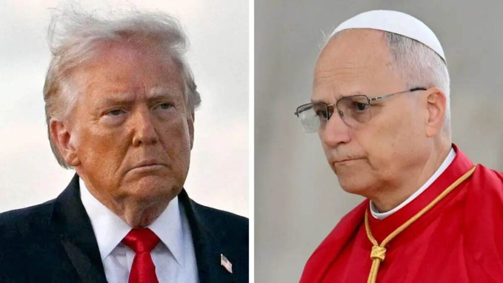 El papa León XIV gesticula con firmeza durante su denuncia sobre el gasto militar en Camerún