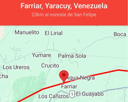 Mapa técnico e instrumental de medición de la Fundación Venezolana de Investigaciones Sismológicas durante el monitoreo de fallas geológicas.