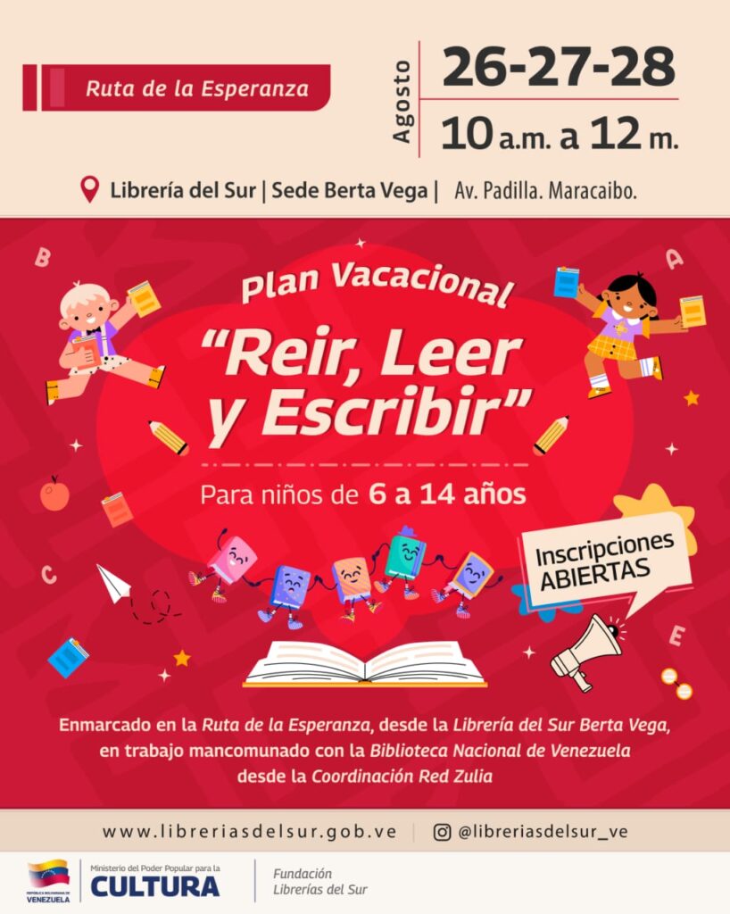Participa en el taller vacacional "Dibujar la poesía" en Librerías del Sur Maracaibo. Arte, literatura y recreación gratuita