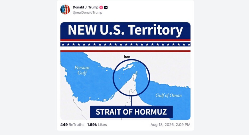 Donald Trump insiste en declarar el estrecho de Ormuz como territorio estadounidense,