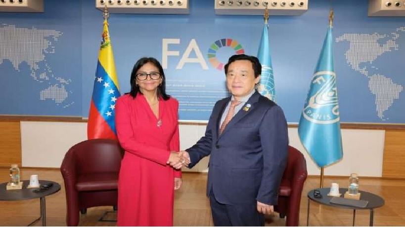 La presidenta Delcy Rodríguez se reunió en Roma con el director general de la FAO, Qu Dongyu