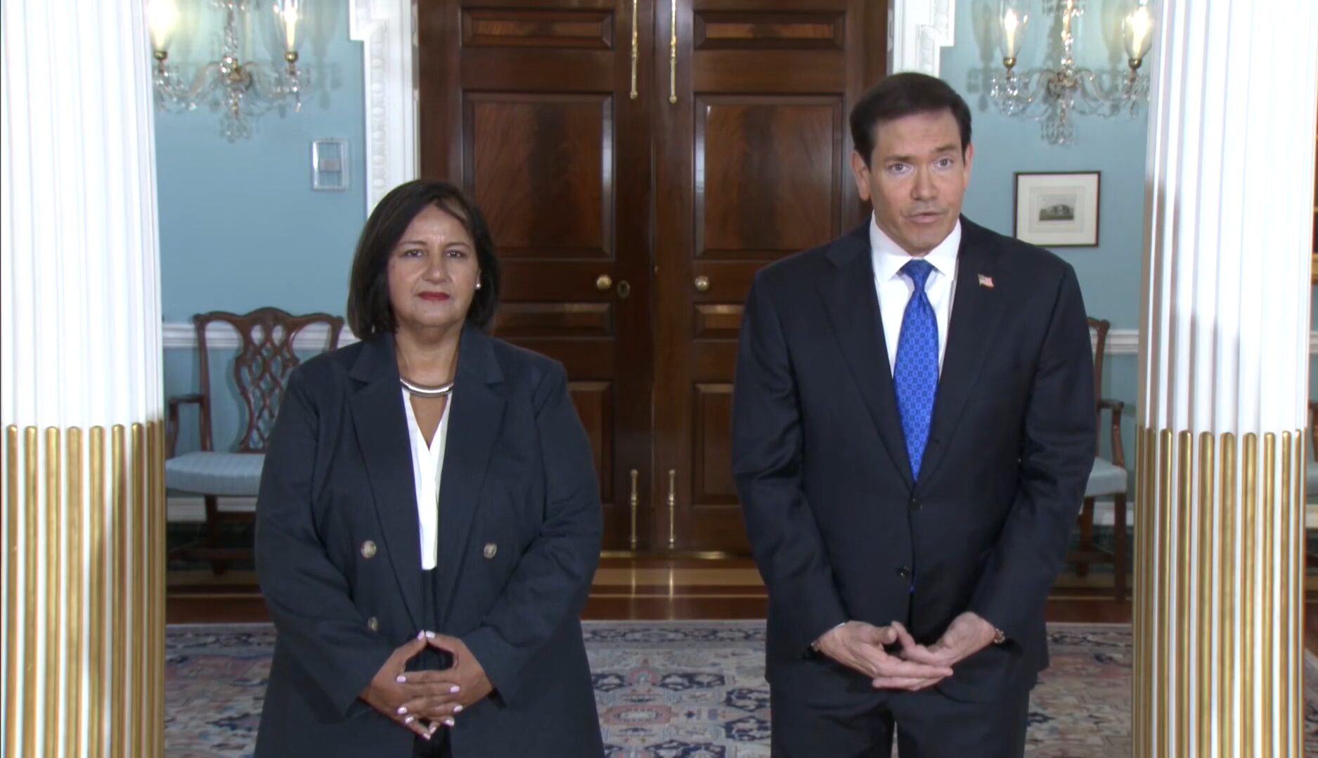 El secretario de Estado de EE. UU., Marco Rubio, se reunió con Dinorah Figuera para ratificar el apoyo al diálogo en Venezuela